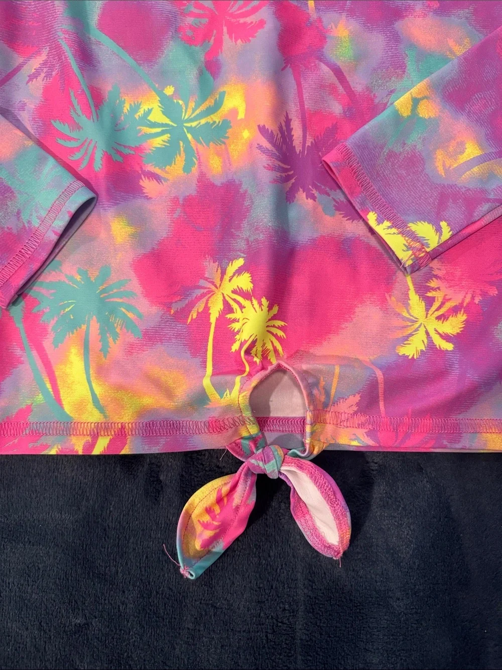 The Children's Place Pink Multi Tropical Palm Print Rashguard
